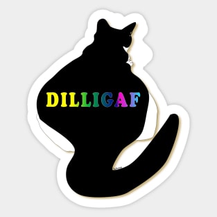 Cute Tuxedo Cat DILLIGAF Sticker